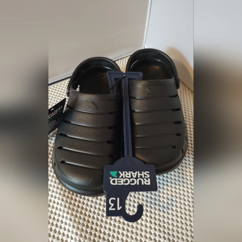 Rugged Shark Little Boys Size 13 Eva Clogs Black NWT